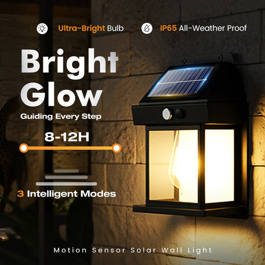 🎁 50 % RABATT! 💡 SOLCELLSDRIVEN VÄGGLAMP - Rörelsesensor & väderbeständig 🌟🛒