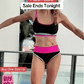 🌼 Färgblockerad Sportig 3-delars Bikiniset i Nylon – Högmidja med Magekontroll 👙