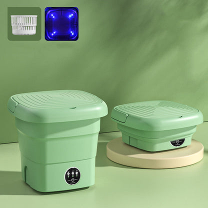 8L Mini Portabel Hopfällbar Tvättmaskin | Platsbesparande Hopfällbar Design för Studentboenden/Camping/Husbilar | Lätt, Snabb Tvätt och Tömning för Strumpor, Kläder, Handdukar