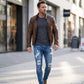 Snygga slitna skinny jeans för män