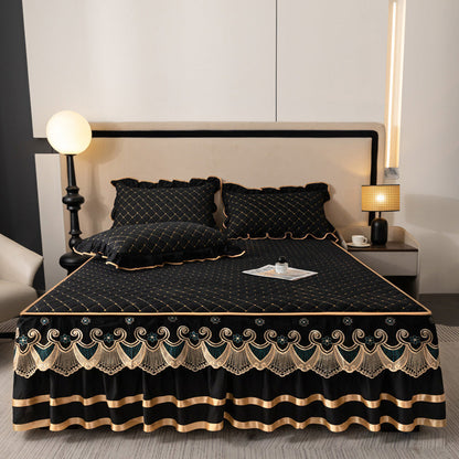 💓🛏️ Rufflad bäddkjol med volang – elegant sängöverkast med veckad kant