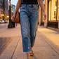 Retro-jeans för damer med raka ben och kort längd