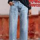Retro-jeans för damer med raka ben och kort längd