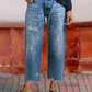 Retro-jeans för damer med raka ben och kort längd