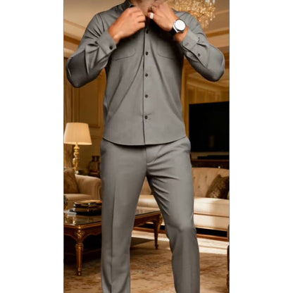 Männs tvådelad solid färg walking suit set