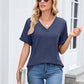 👚 50% RABATT! 🌸 Dam V-ringad Kortärmad Casual T-shirt – Andningsbar, Lätt & Perfekt För En Avslappnad Sommarlook ☀️