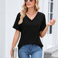 👚 50% RABATT! 🌸 Dam V-ringad Kortärmad Casual T-shirt – Andningsbar, Lätt & Perfekt För En Avslappnad Sommarlook ☀️