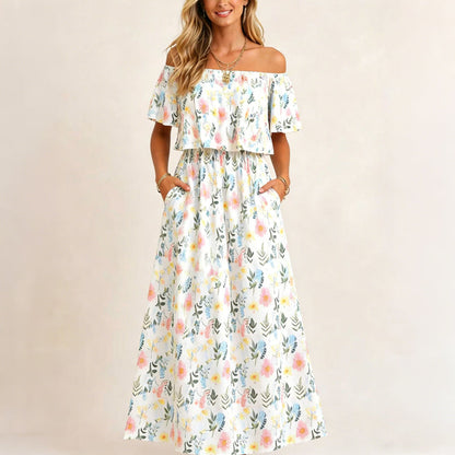 🎁Nyhet 50 % rabatt💥Sommarbohemisk maxiklänning med slits