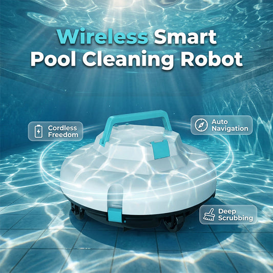🤖50 % RABATT🌊 Poolrengöringsrobot | Sladdlös · Kraftfull sugkraft · Smart navigering · Start med ett tryck · Lätt att ta bort filterkorg