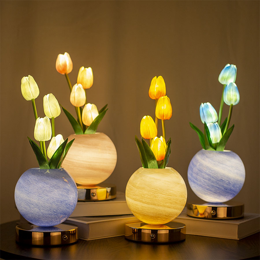 🌷 Elegant tulpanbukett-lampa – romantisk nattlampa för en varm hemmiljö