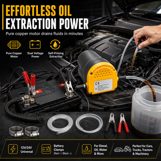 📢📢50% RABATT NU!! ⏰12V / 24V Bärbar elektrisk självsugande oljepump & dieselsug för bil