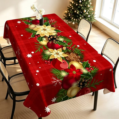 🎄 Vattenavvisande Julduk – Fläckavvisande Julbordsduk med HD-Julmotiv ✨ Återanvändbar & Tvättbar för Julmiddag och Fest 🎅